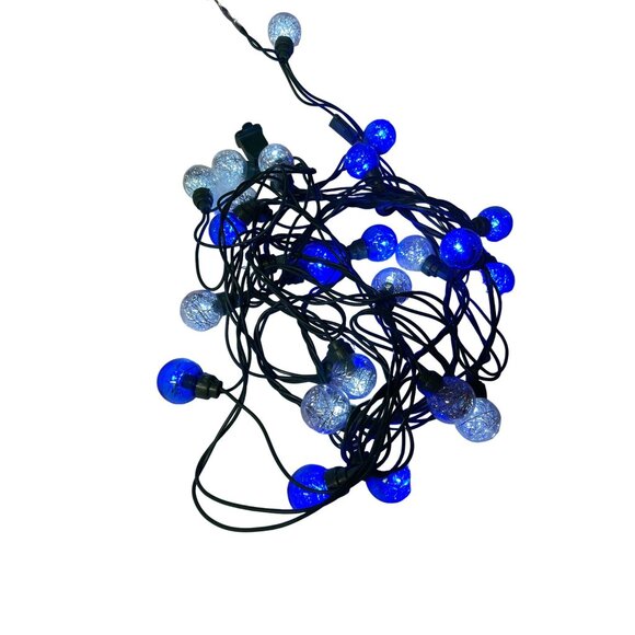 Christmas Tree LED String Lights Used Blue Clear with Tinsel Inside Used - Picture 4 of 12